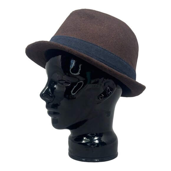 Mega Cap Short Brim Fedora Hat 60% wool 40% Rayon Size M Brown - Picture 2 of 9
